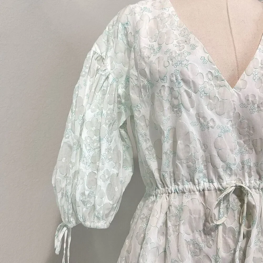 Amanda Uprichard Newman Minj Dress Puff Sleeve Size S Cottage Fairy Preppy